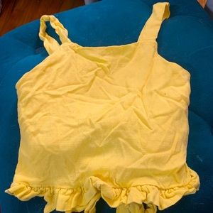 GB Girls Size M (7/8) yellow tank with ruffle and tie, cropped